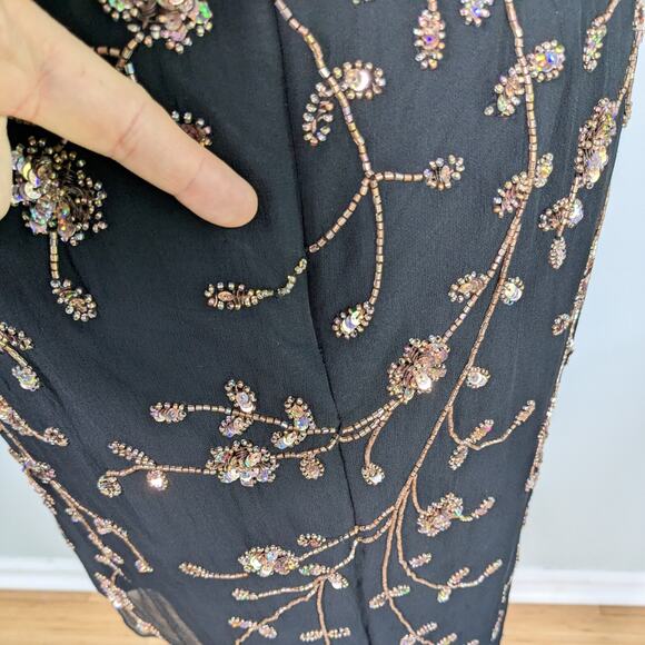 Vintage Sean Collection Midi Maxi Dress L Black Copper Fairy Y2K Prom Asymmetric - Picture 13 of 13